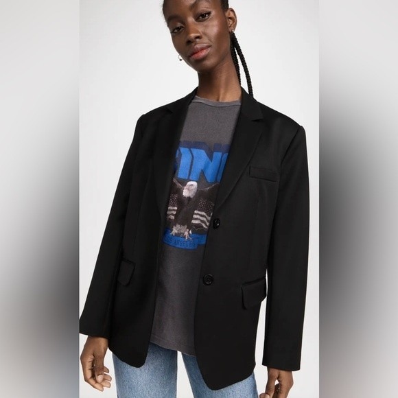 Anine Bing Jackets & Blazers - ANINE BING Wool Classic Black Single Breasted Blazer Size Small NWT